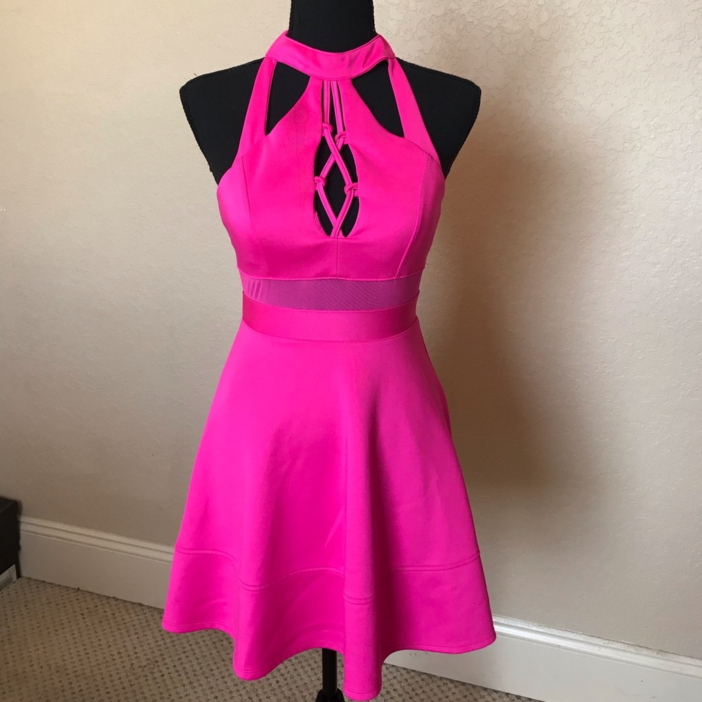 Hot pink fit in flare dress!